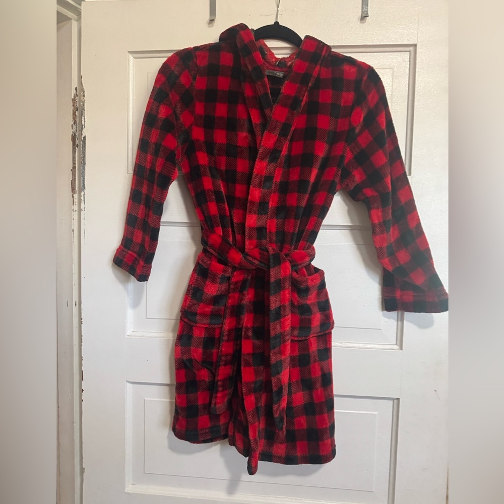 Eddie Bauer Red and Black Kids Plaid Robe